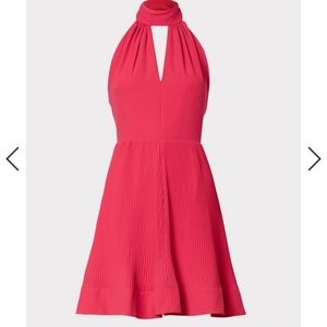 Milly pleated short pink dress with open back size 2!